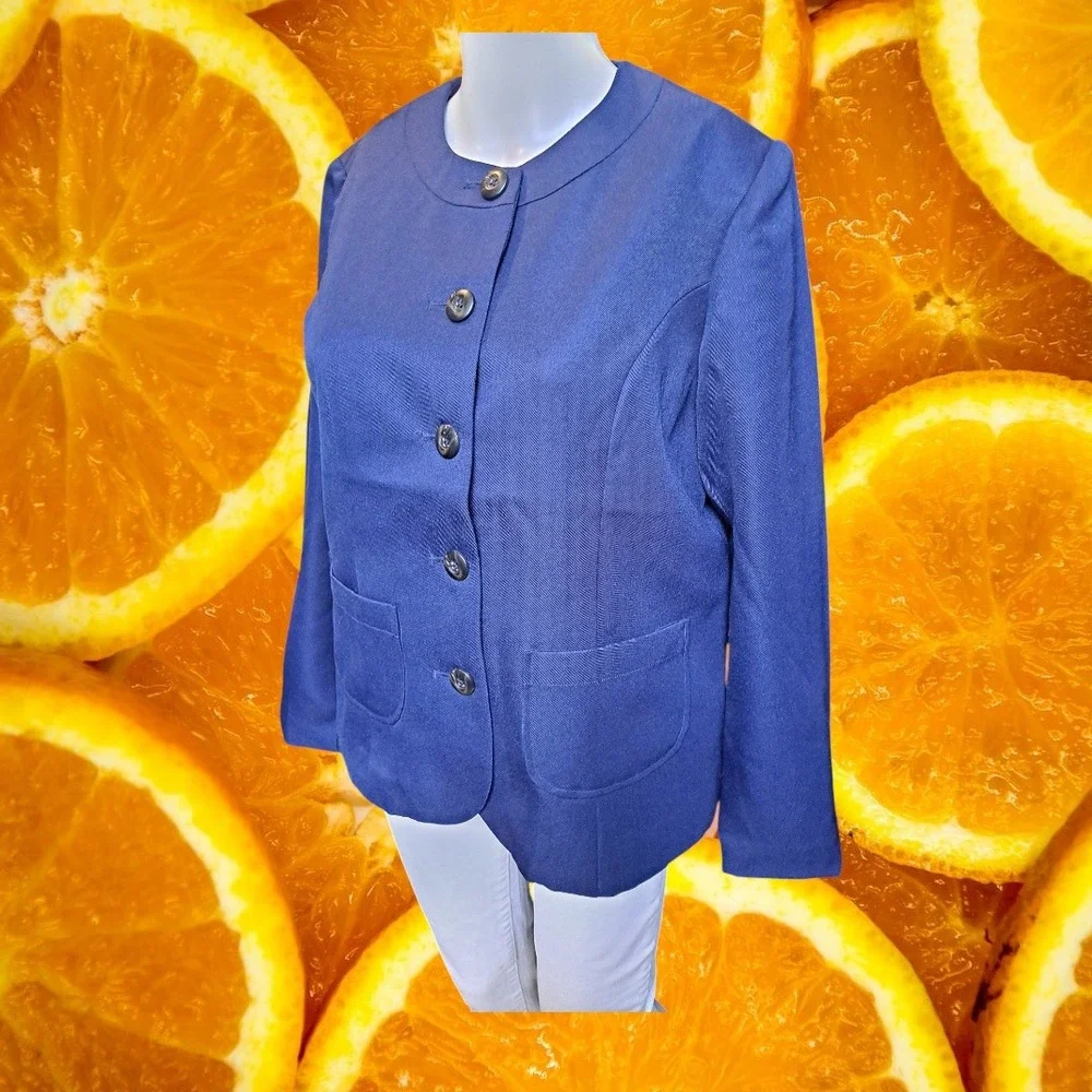 Vermont Country Store Blazer Jacket Career Button Front Blue Size‎ 8
